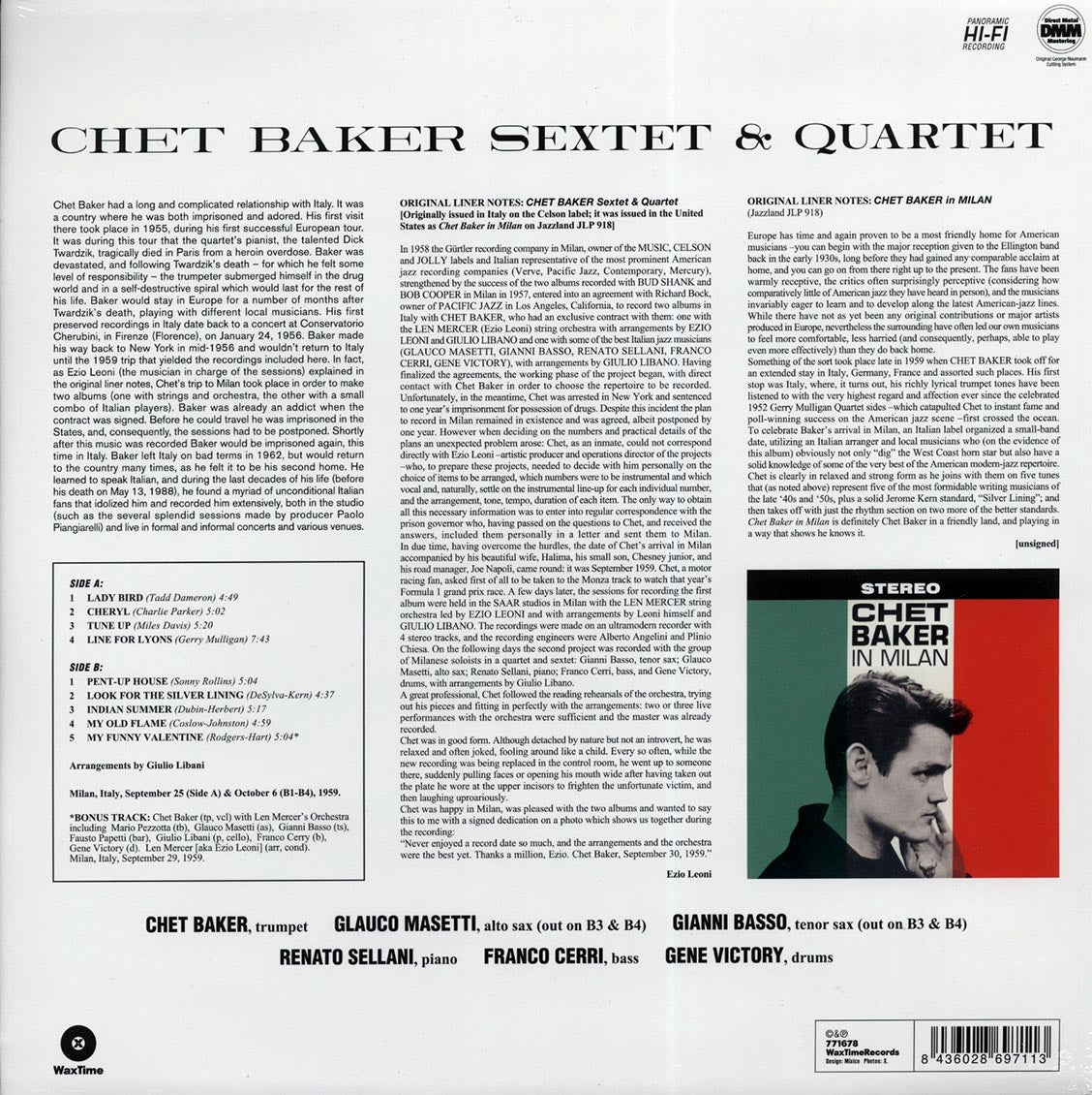 Chet Baker - Sextet & Quartet: Chet Baker In Milan