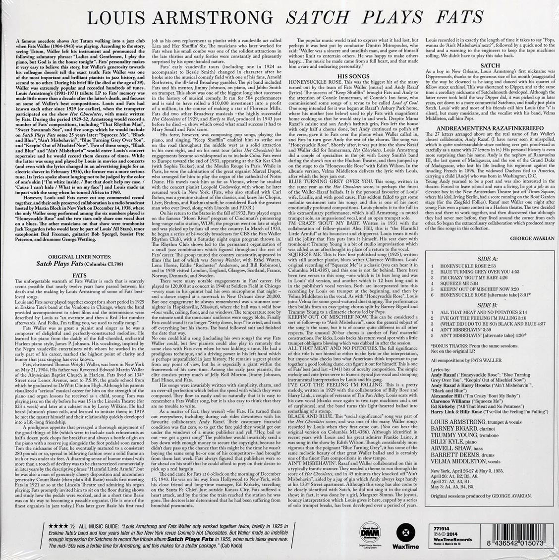 Louis Armstrong - Satch Plays Fats: A Tribute To Fats Waller