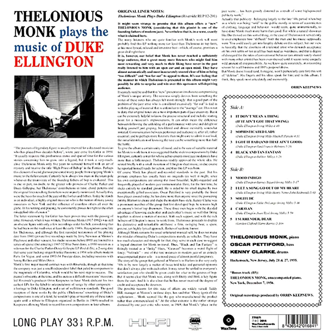 Thelonious Monk - Plays The Music Of Duke Ellington