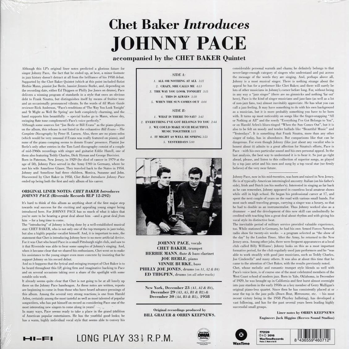 Chet Baker - Chet Baker Introduces Johnny Pace Accompanied By Chet Baker Quintet