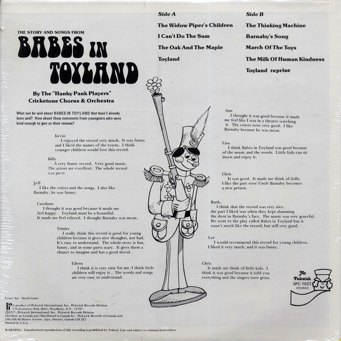 Hanky Panky Players, The Cricketone Chorus Orchestra - The Story And Songs From Babes In Toyland