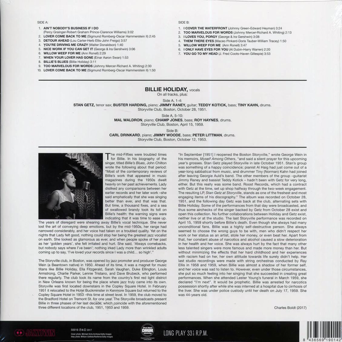 Billie Holiday - Billie Holiday At Storyville Featuring Stan Getz