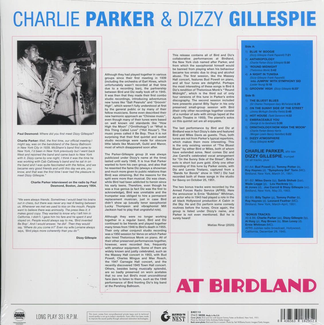 Charlie Parker, Dizzy Gillespie - At Birdland