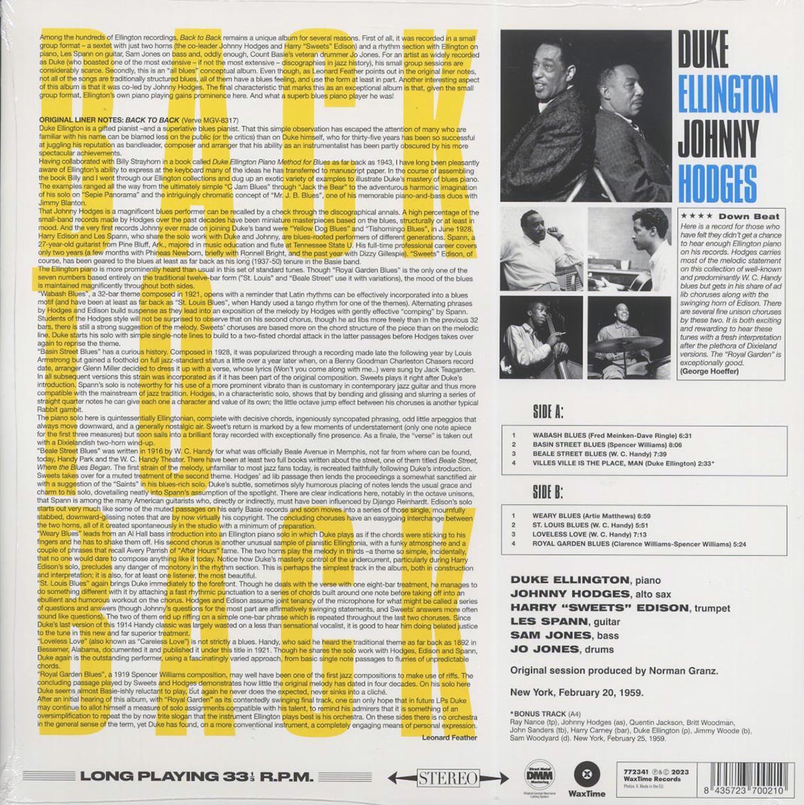 Duke Ellington, Johnny Hodges - Back To Back