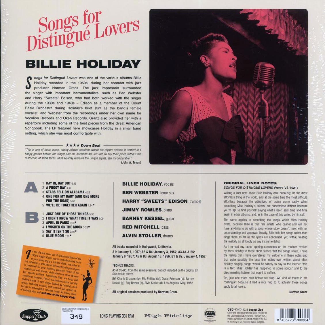 Billie Holiday - Songs For Distingue Lovers