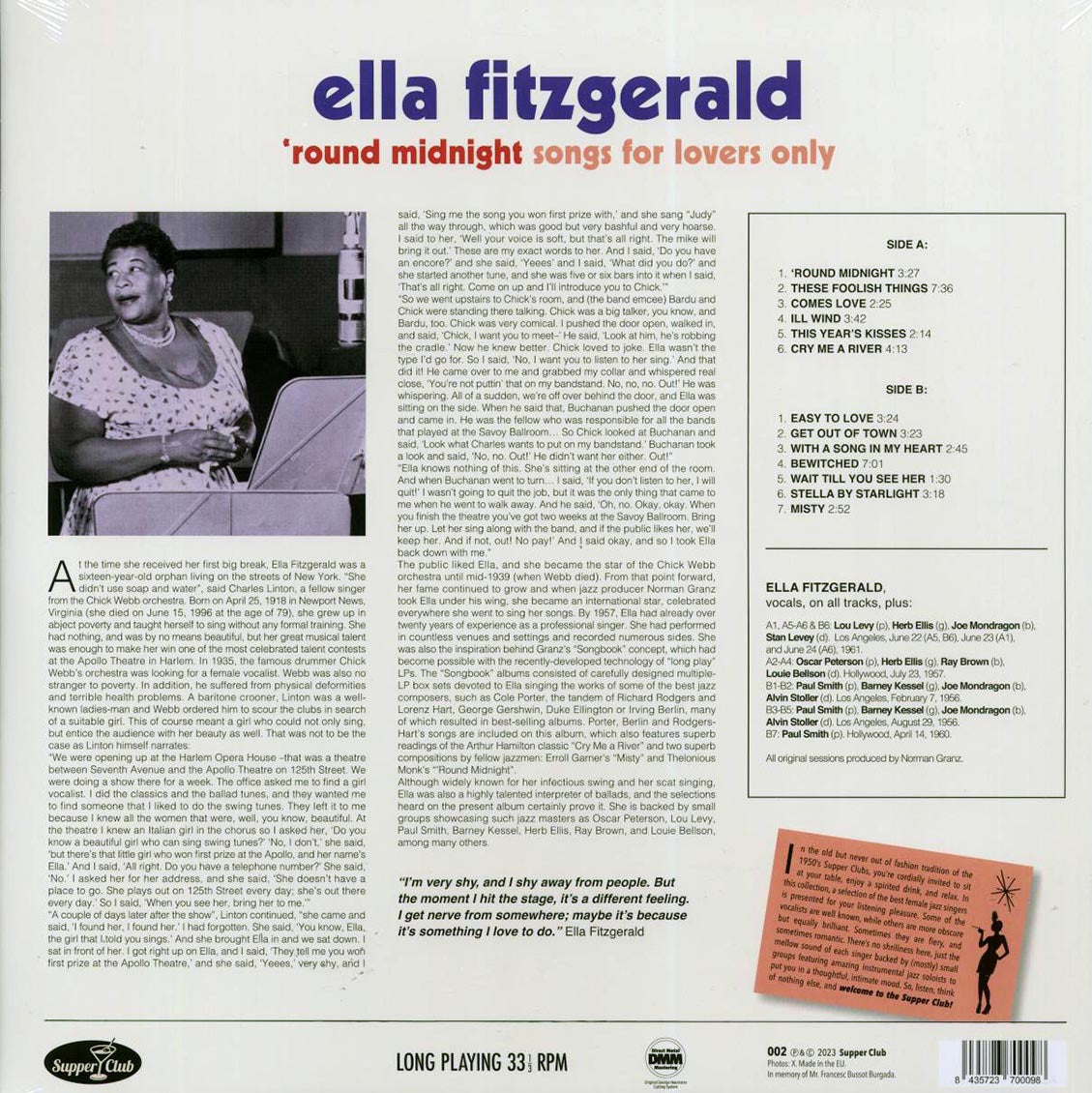 Ella Fitzgerald - 'Round Midnight: Songs For Lovers Only