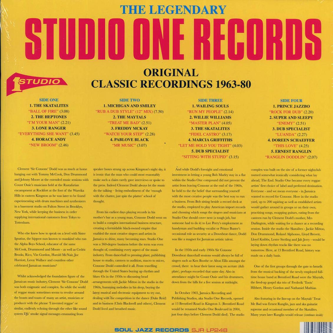 The Skataites, The Maytals, Freddy McKay, Sub Specialist, Ernest Ranglin, Lone Ranger, Etc. - The Legendary Studio One Records: Original Classic Recordings 1963-1980