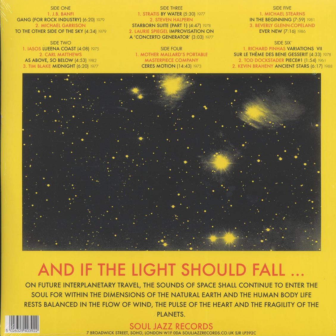 Various - Space, Energy & Light: Experimental Electronic And Acoustic Soundscapes 1961-88