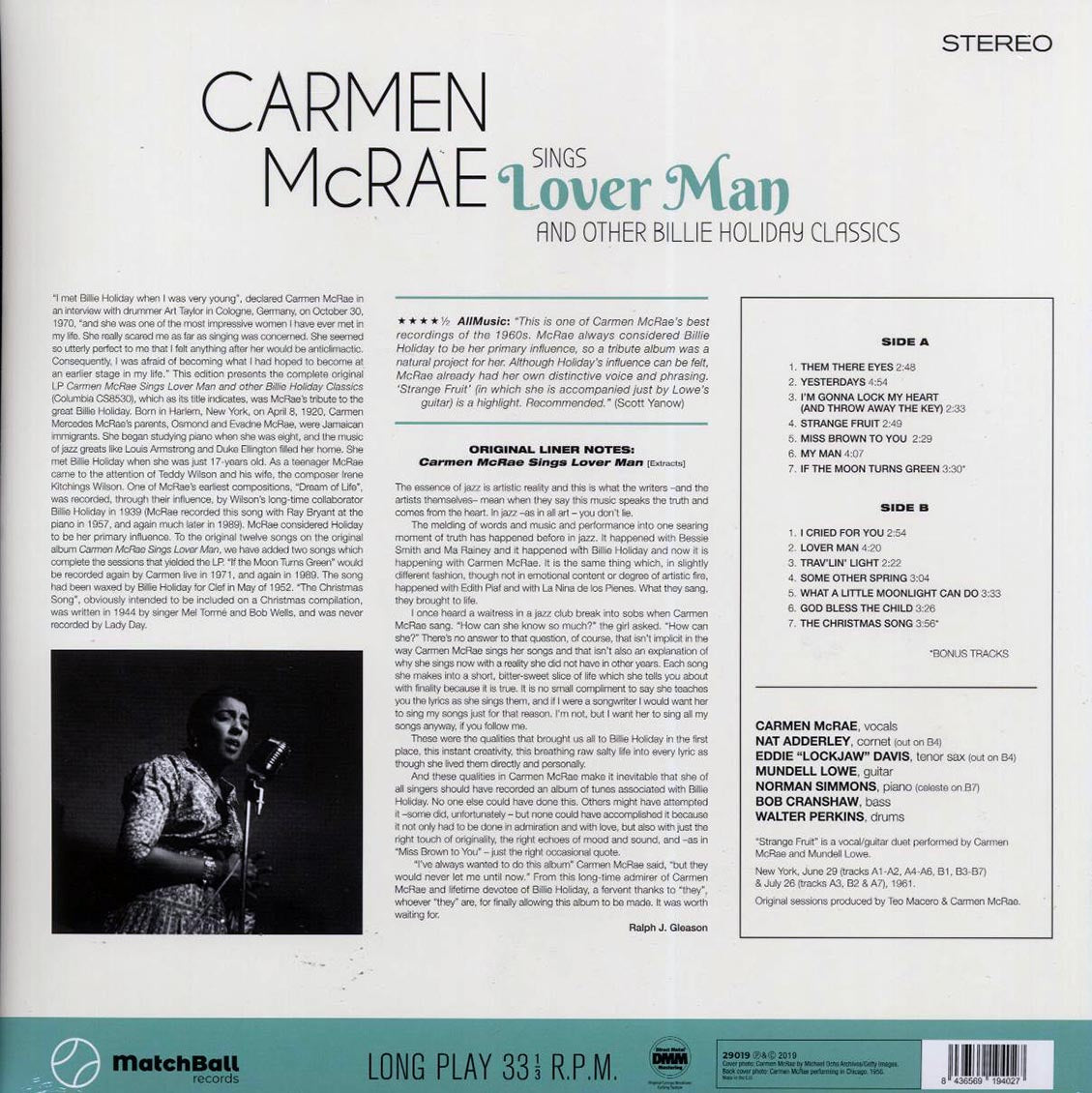 Carmen McRae - Sings Lover Man