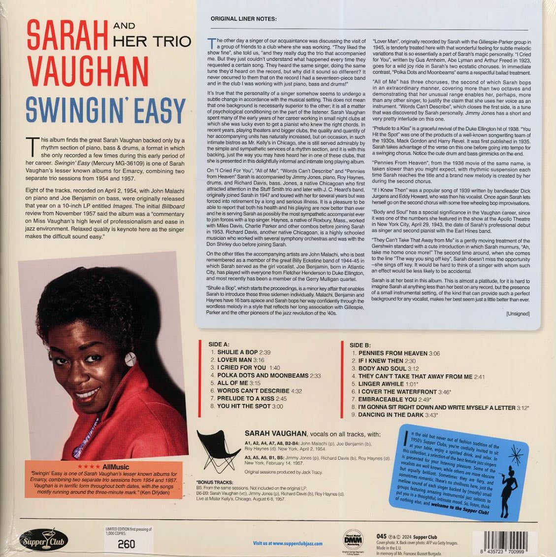 Sarah Vaughan & Her Trio - Swingin' Easy