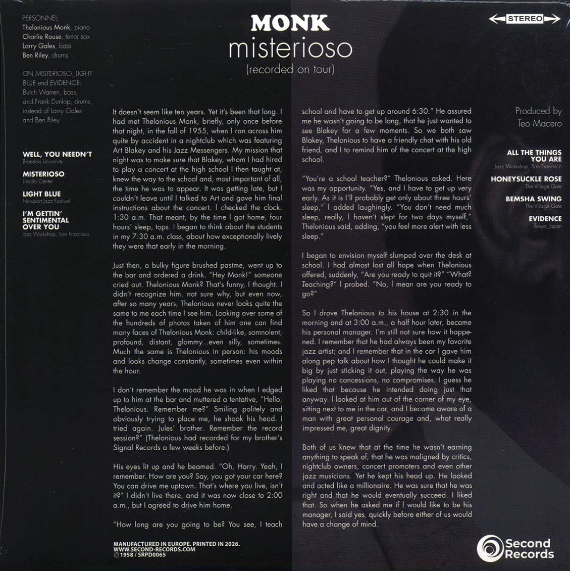 Thelonious Monk Quartet - Misterioso: Recorded On Tour