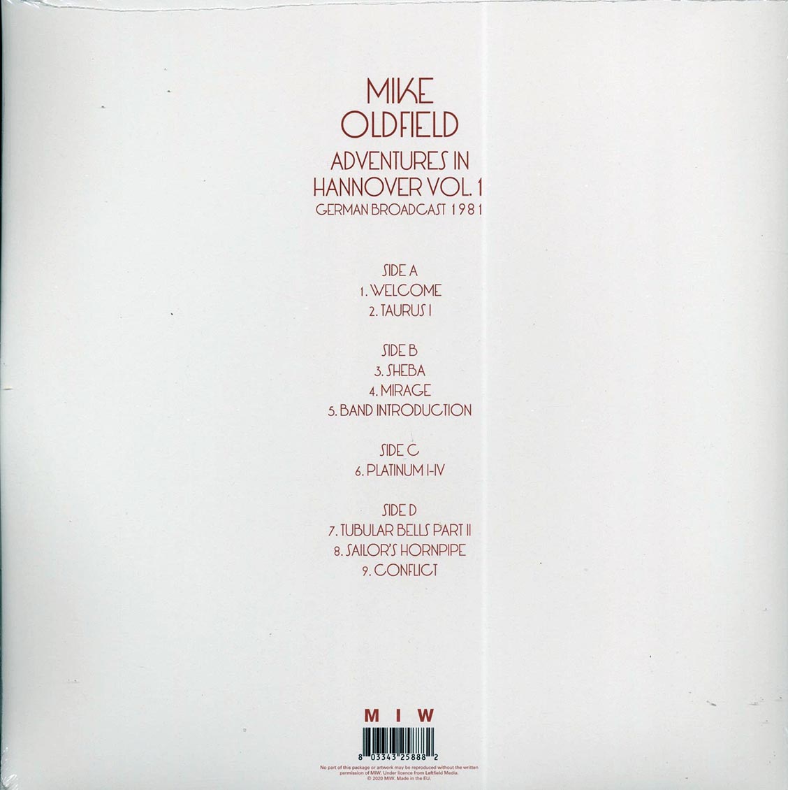 Mike Oldfield - Adventures In Hannover Volume 1: German Broadcast 1981