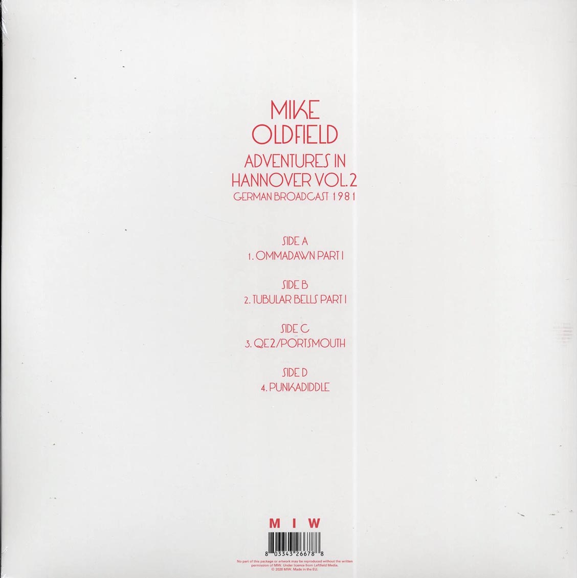 Mike Oldfield - Adventures In Hannover Volume 2: German Broadcast 1981