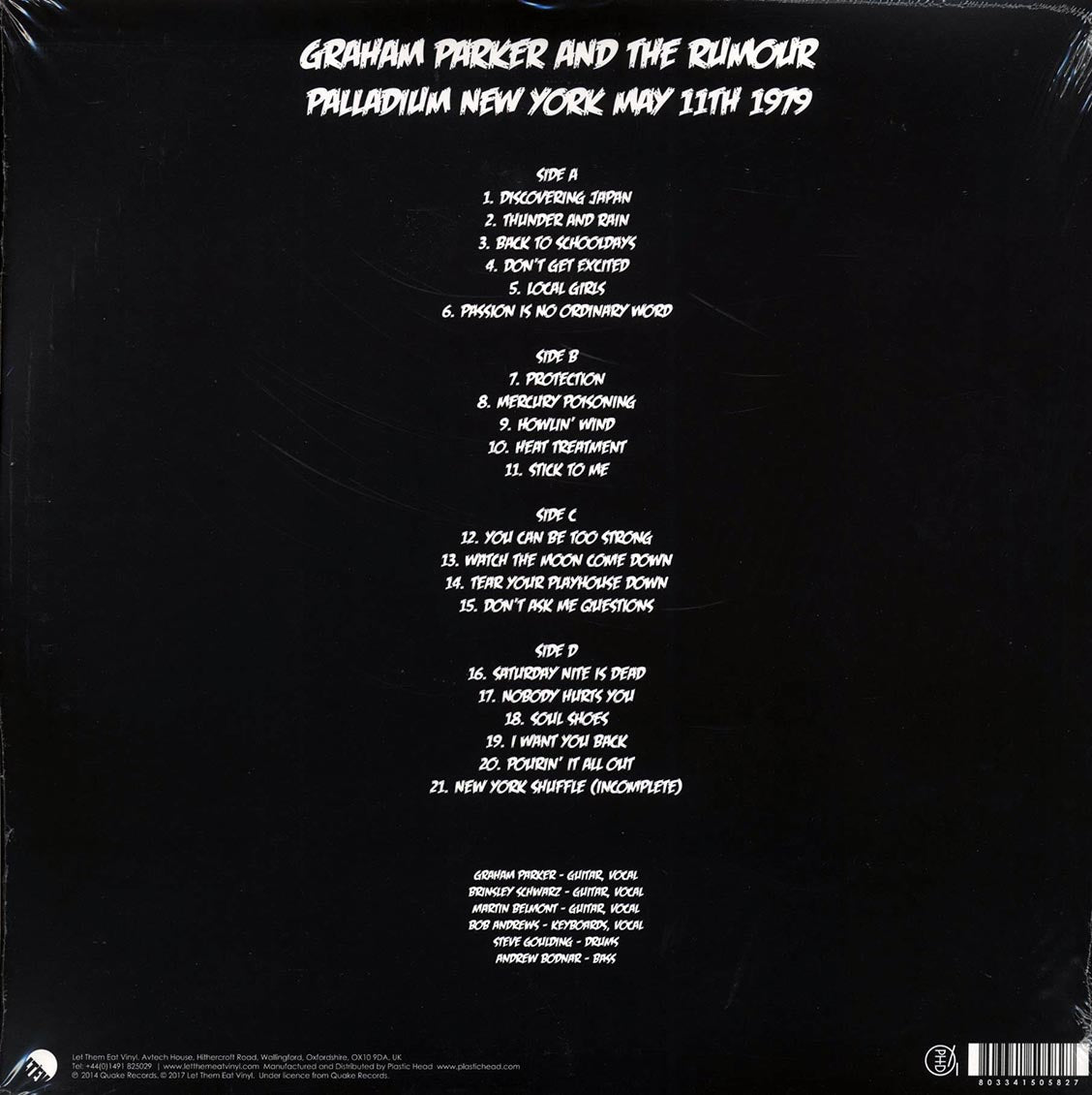 Graham Parker & The Rumour - Palladium New York May 11th 1979