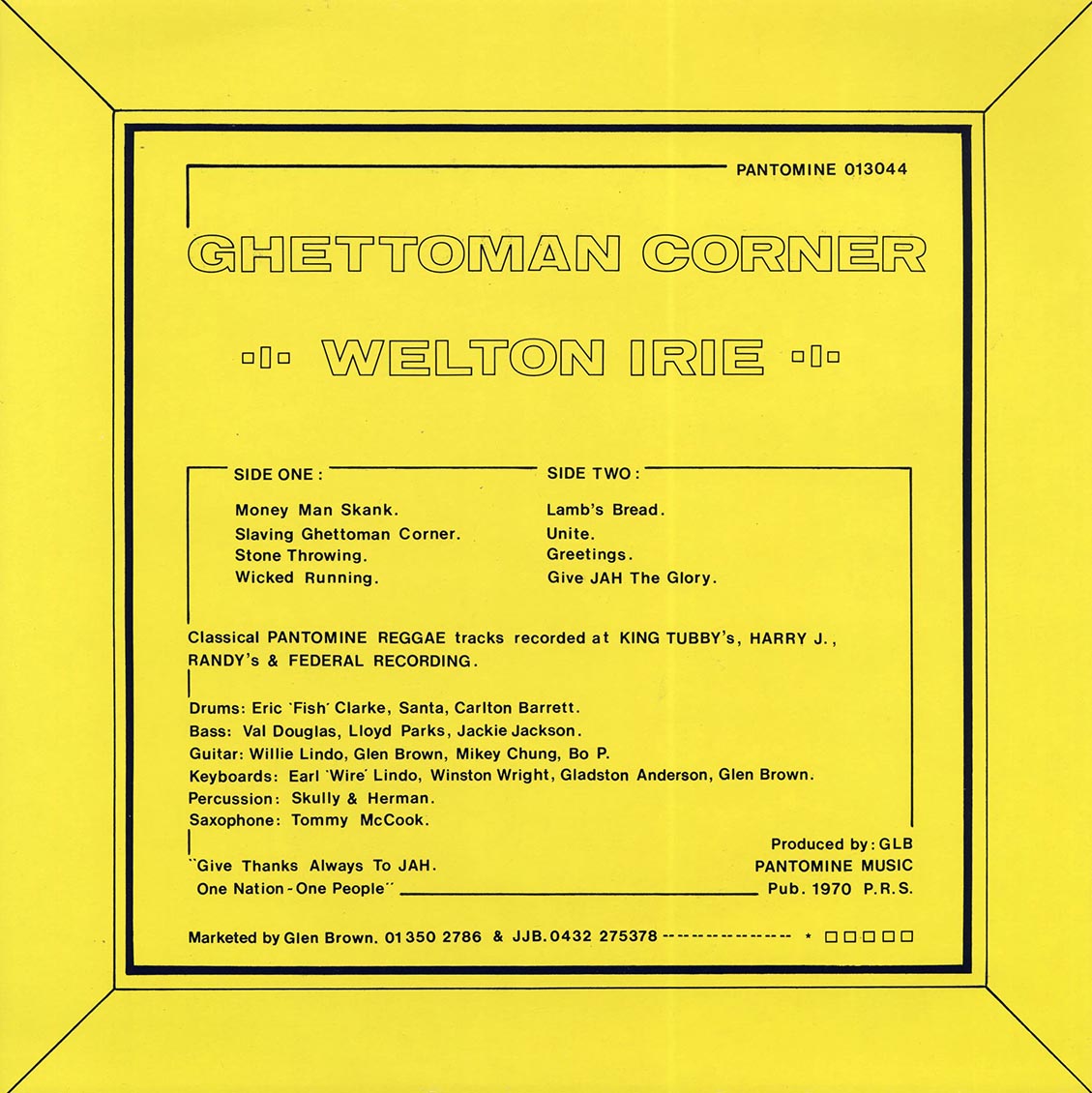 Welton Irie - Ghetto Man Corner