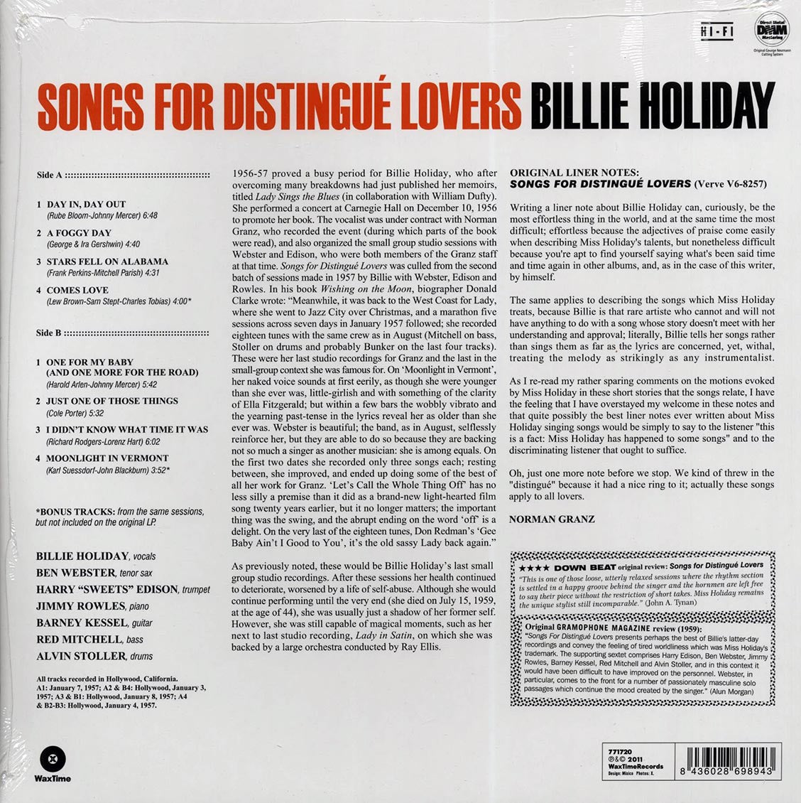 Billie Holiday - Songs For Distingue Lovers