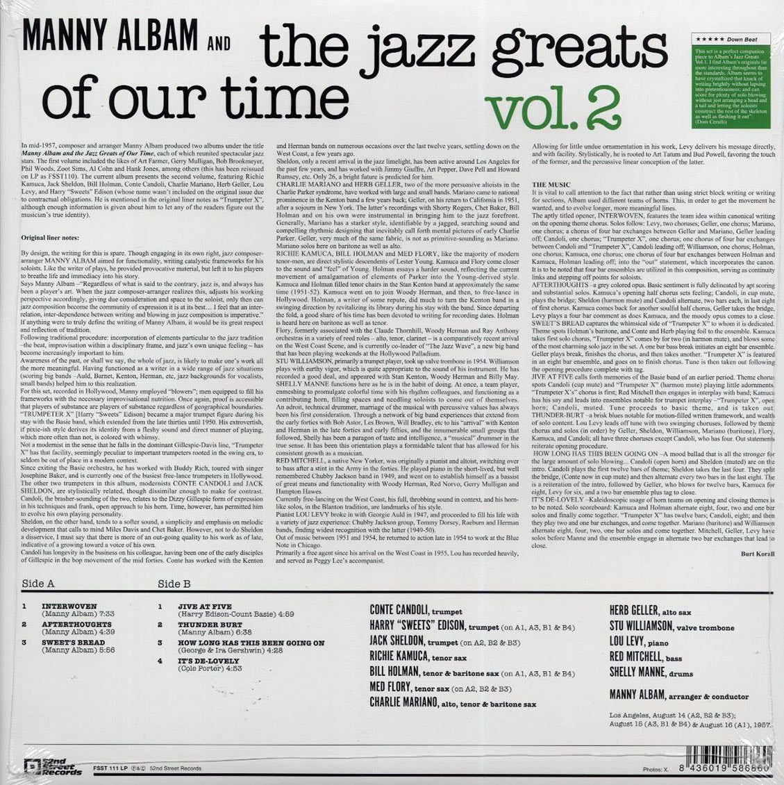 Manny Albam Jazz Greats & The Jazz Greats Of Our Time - Volume 2