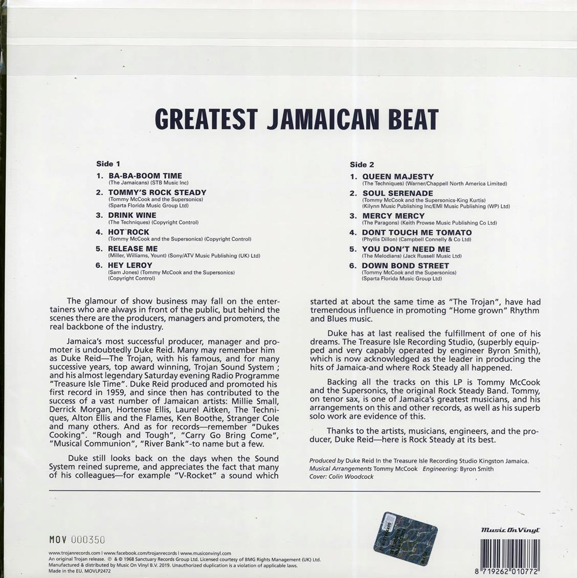 Phyllis Dillon, Tommy McCook & The Supersonics, The Melodians, Etc. - Greatest Jamaican Beat: Rock Steady Baba Boom Time