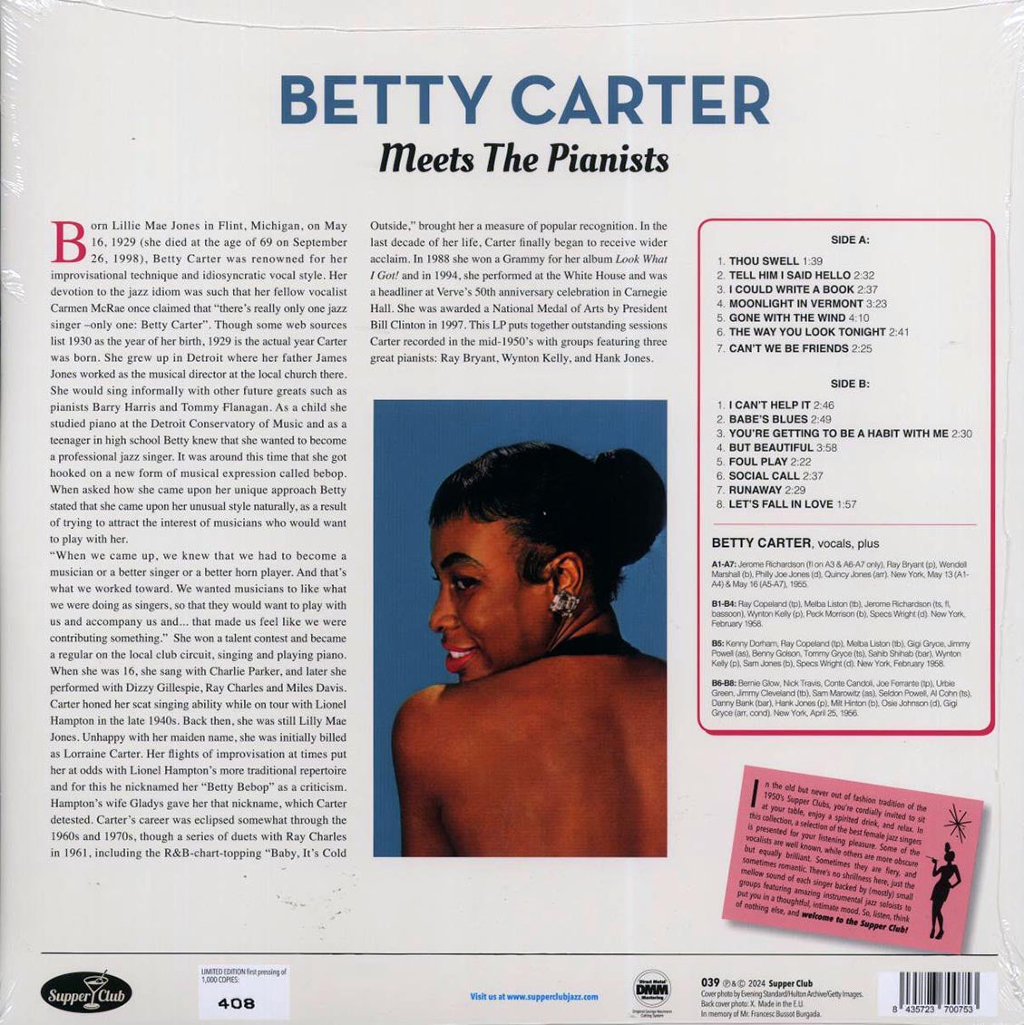 Betty Carter - Meets The Pianists Ray Bryant, Wynton Kelly, Hank Jones