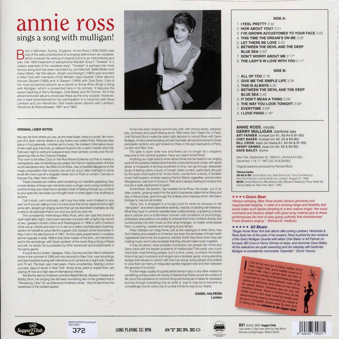 Annie Ross - Sings A Song With Mulligan!