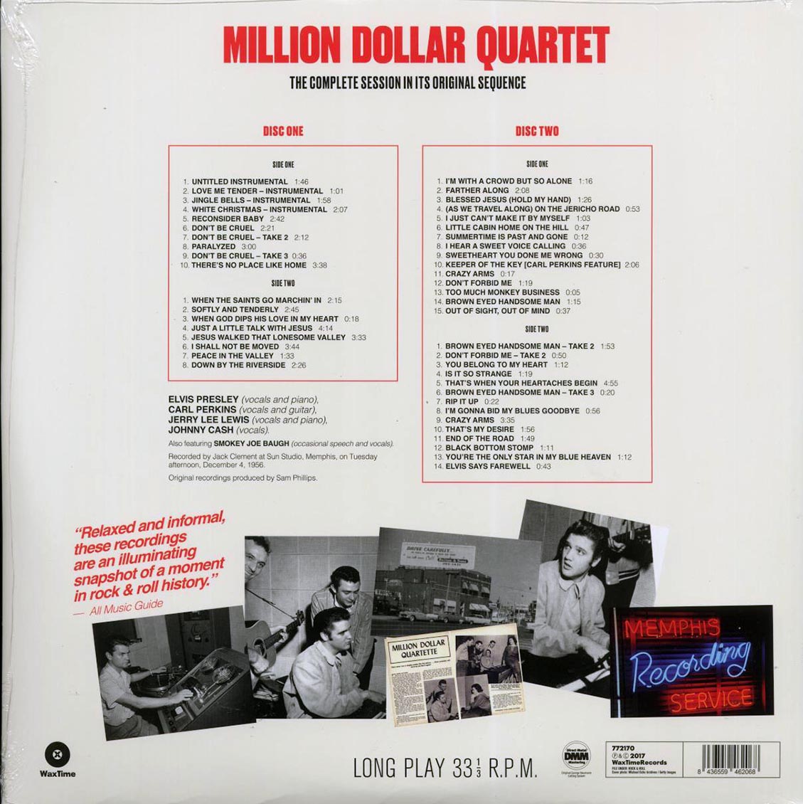Elvis Presley, Carl Perkins, Jerry Lee Lewis, Johnny Cash - Million Dollar Quartet: The Complete Session In Its Original Sequence