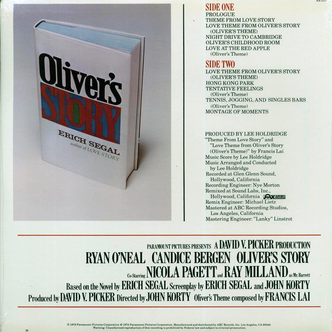 Lee Holdridge - Oliver's Story: Music From The Original Soundtrack Of The Paramount Picture