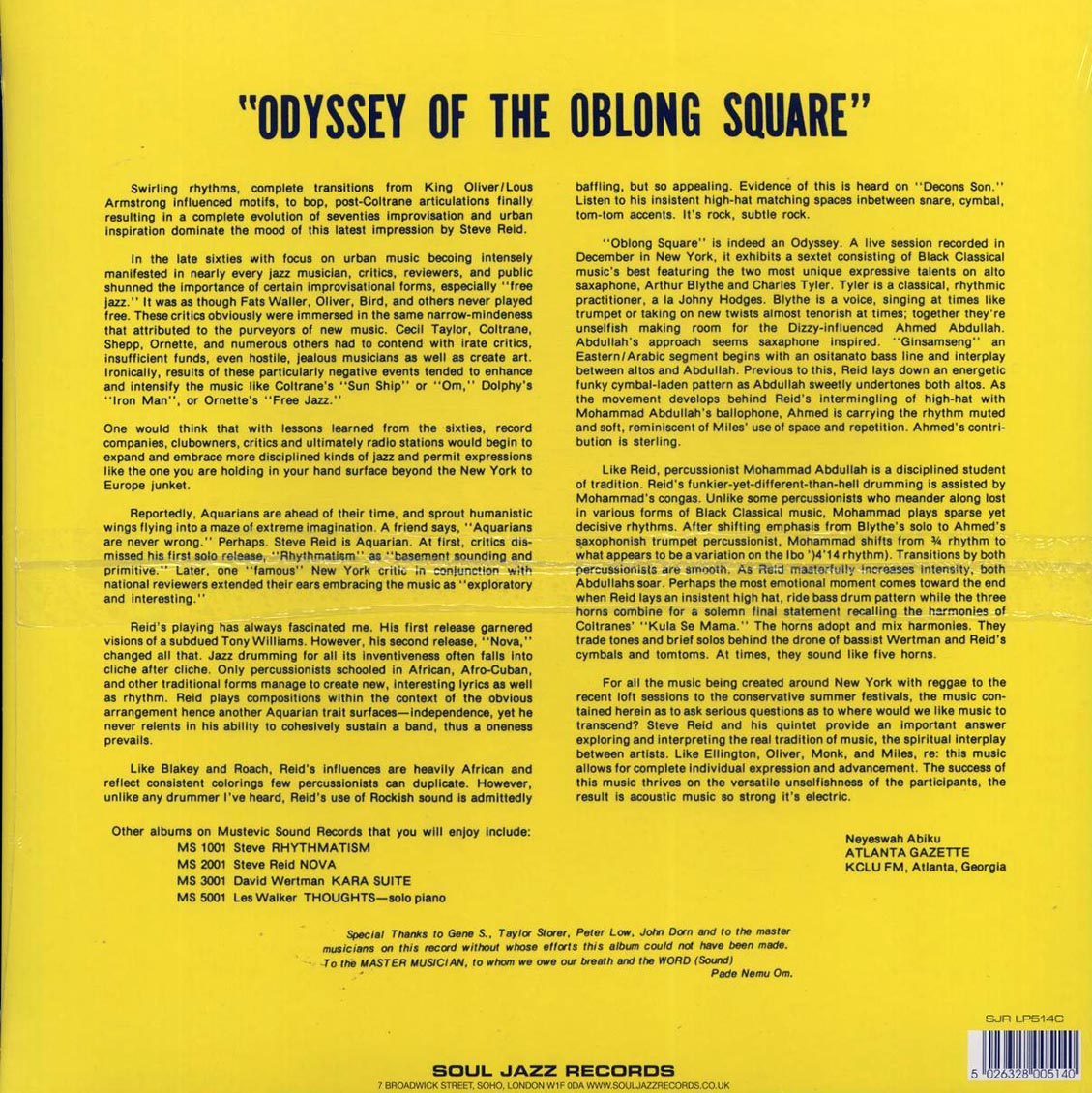 Steve Reid - Odyssey Of The Oblong Square