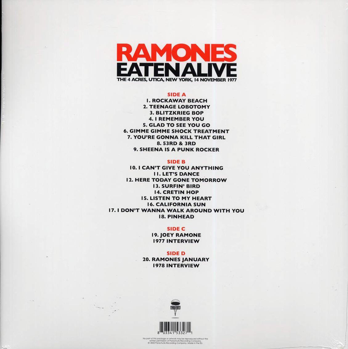 Ramones - Eaten Alive: The 4 Acres, Utica, New York, 14 November 1977