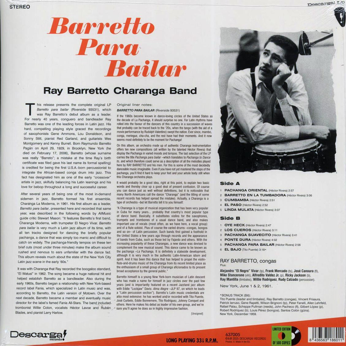 Ray Barretto Charanga Band - Barretto Para Bailar