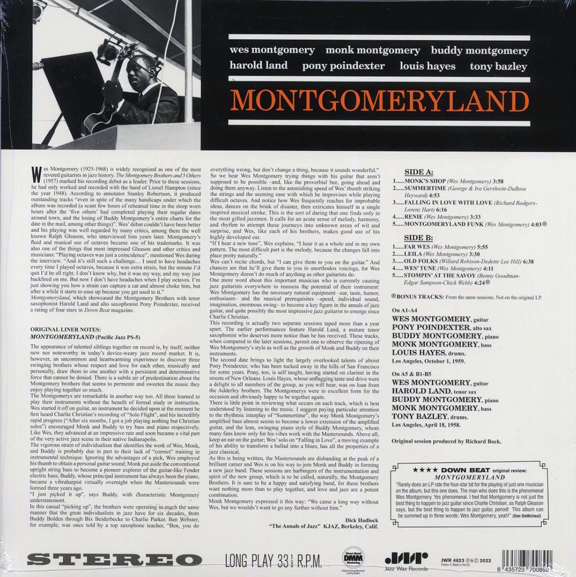 Monk Montgomery, Wes Montgomery, Buddy Montgomery, Harold Land, Pony Poindexter, Louis Hayes, Tony Bazley - Montgomeryland