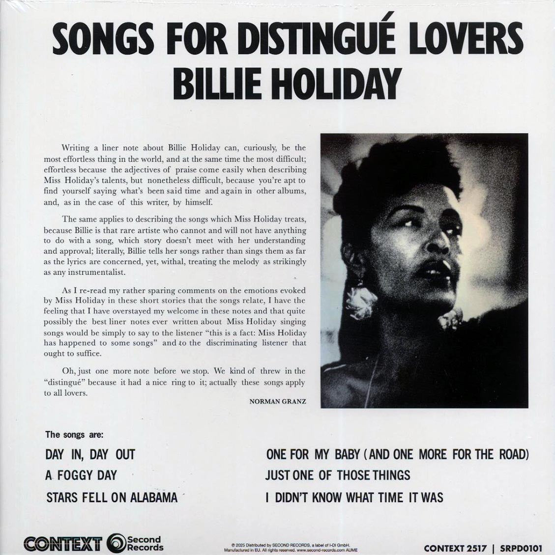 Billie Holiday - Songs For Distingue Lovers