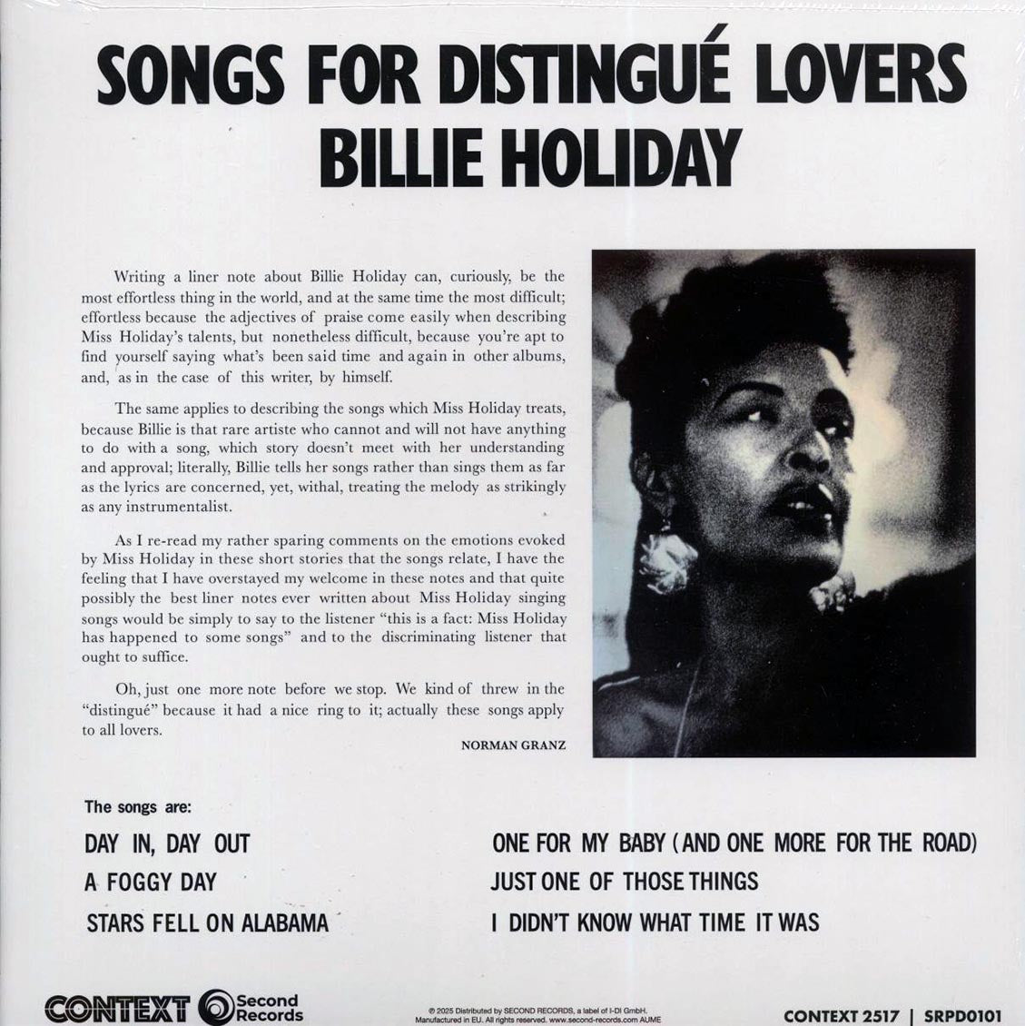 Billie Holiday - Songs For Distingue Lovers