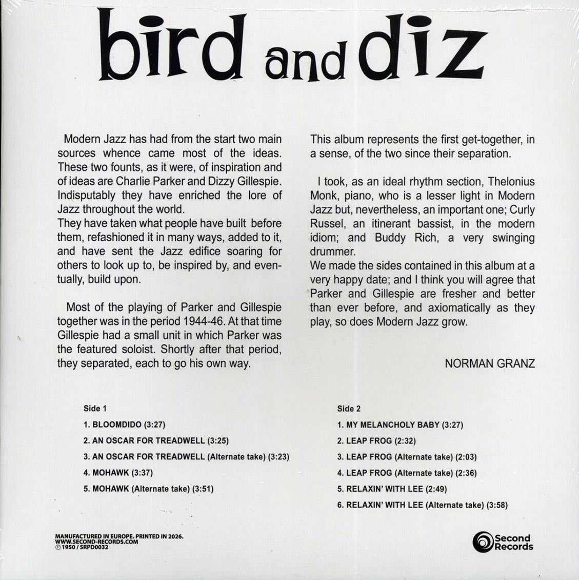 Charlie Parker, Dizzy Gillespie - Bird And Diz