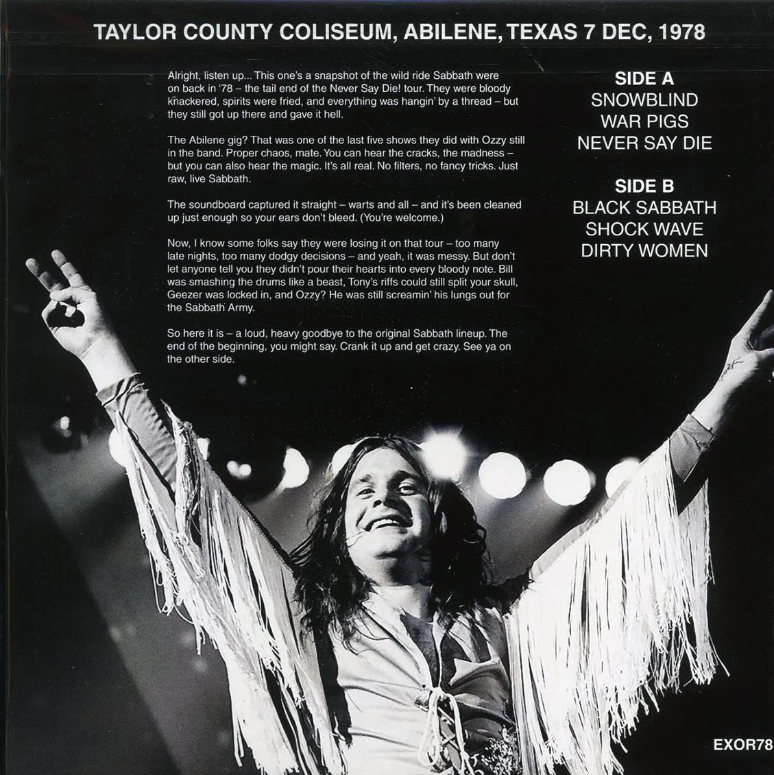 Black Sabbath - The Exorcist: Taylor County Coliseum, Texas, December 7, 1978