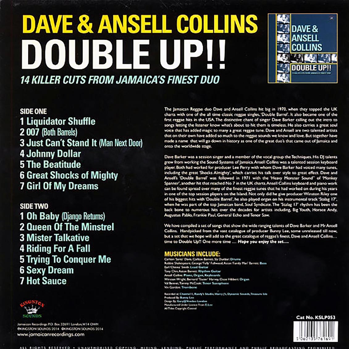 Dave & Ansel Collins - Double Up!! 18 Killer Cuts From Jamaica's Finest Duo