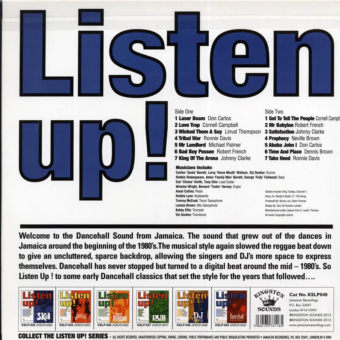 Don Carlos, Linval Thompson, Michael Palmer, Etc. - Listen Up! Dancehall Originals