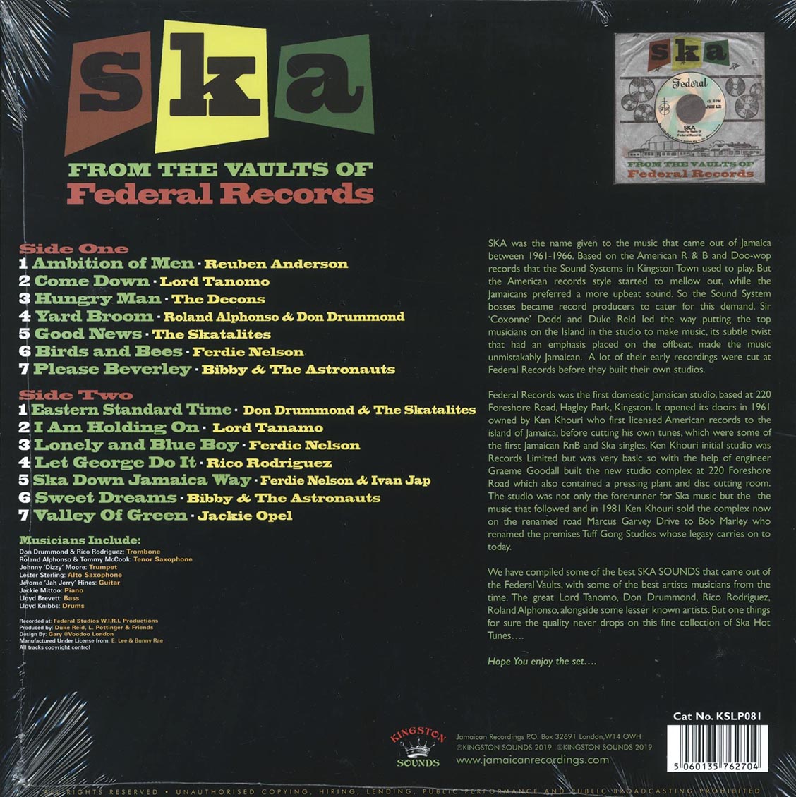 Don Drummond, The Skatalites, Lord Tanamo, Etc. - Ska From The Vaults Of Federal Records