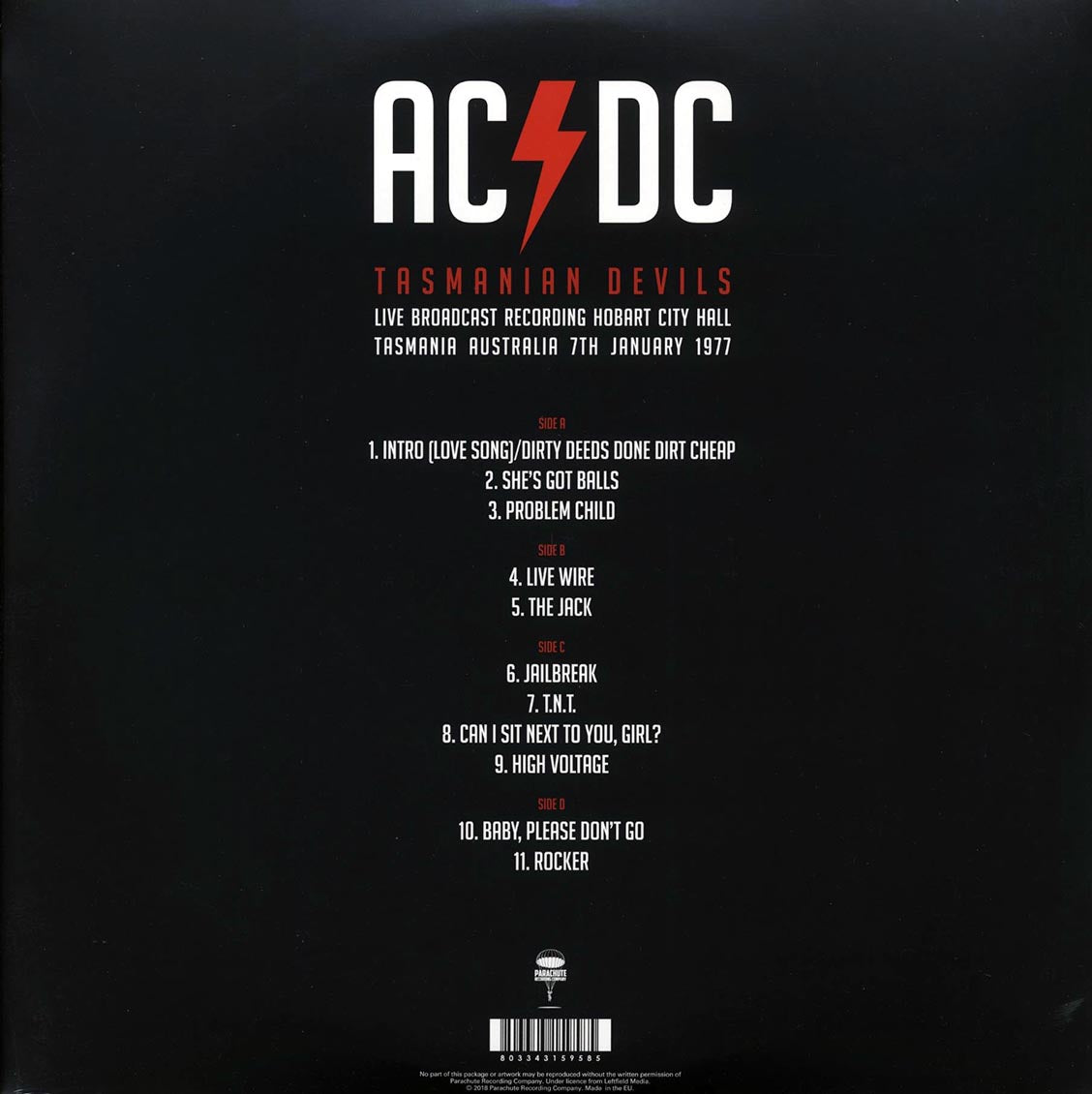 AC/DC - Tasmanian Devils: Live Broadcast Recording, Hobart City Hall, Tasmania, Australia, 7th January 1977