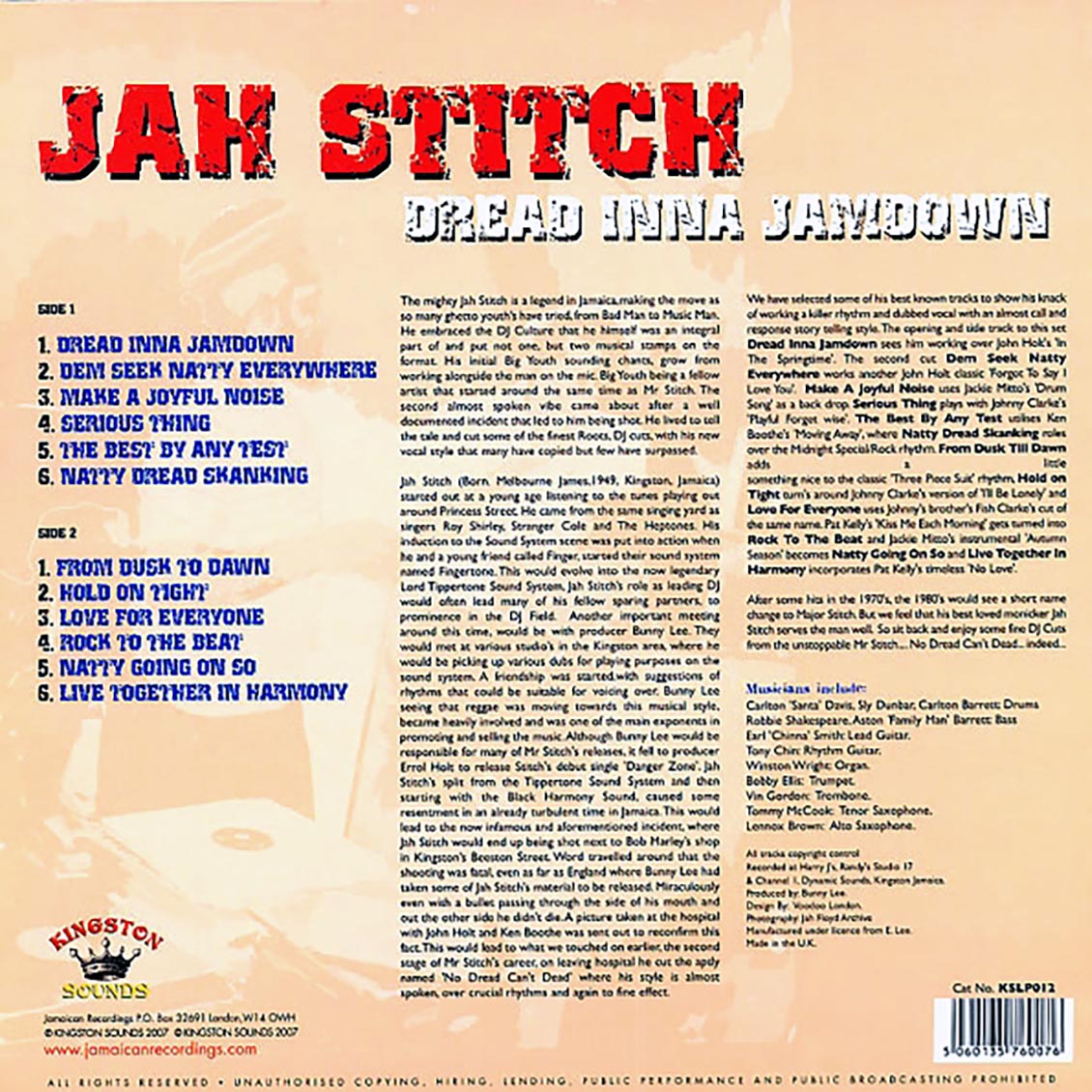 Jah Stitch - Dread Inna Jamdown