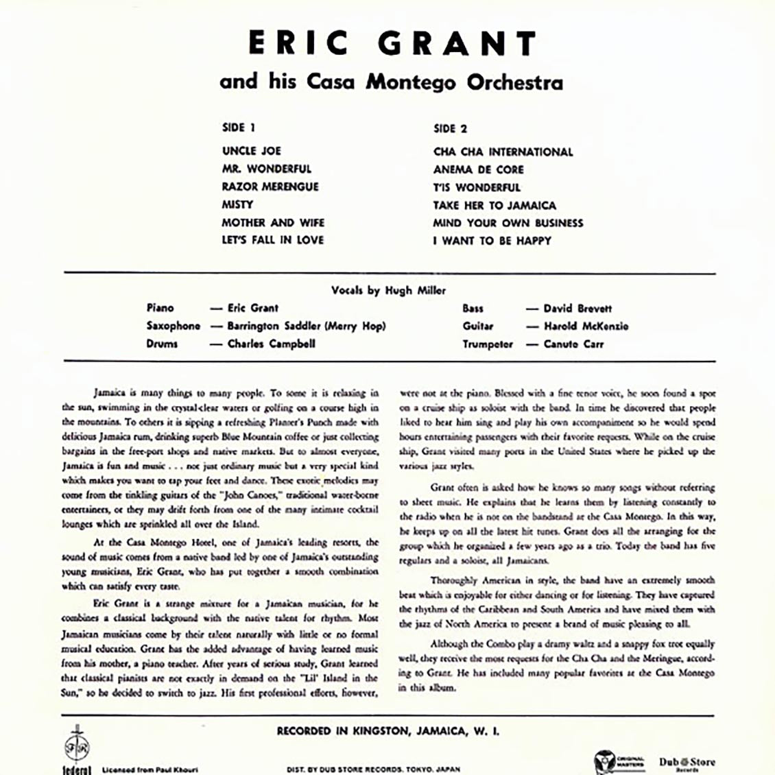 Eric Grant & His Casa Montego Orchestra - Cool At The Casa Montego